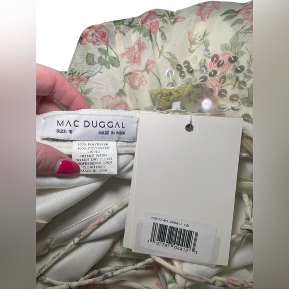 Mac Duggal New 93746 Cutout Waist Floral Lace Up Back Dress Size 16 - Picture 8 of 8